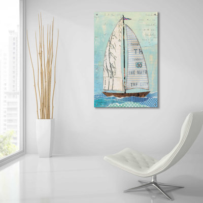 «At the Regatta III Sail» par Courtney Prahl, art mural en verre acrylique