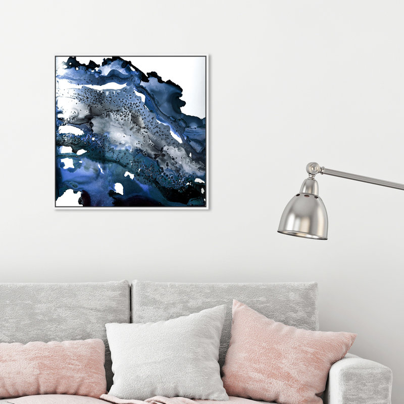 " Glitter Navy " by Oliver Gal, 24" H x 24" W x 1.5" D, White Framed Canvas