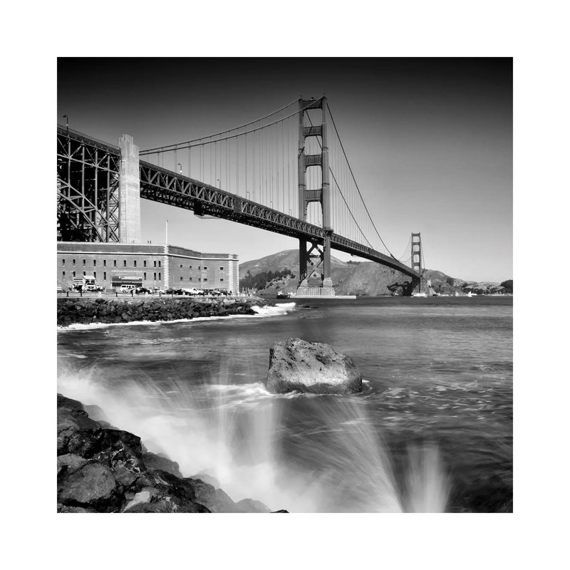 Golden Gate Bridge With Breakers by Melanie Viola - Wrapped Canvas Print, 66.04 cm H x 66.04 cm W x 3.175 cm D