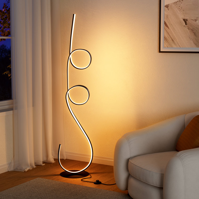 Lampe moderne sur pied DEL 56 po avec télécommande Modern 