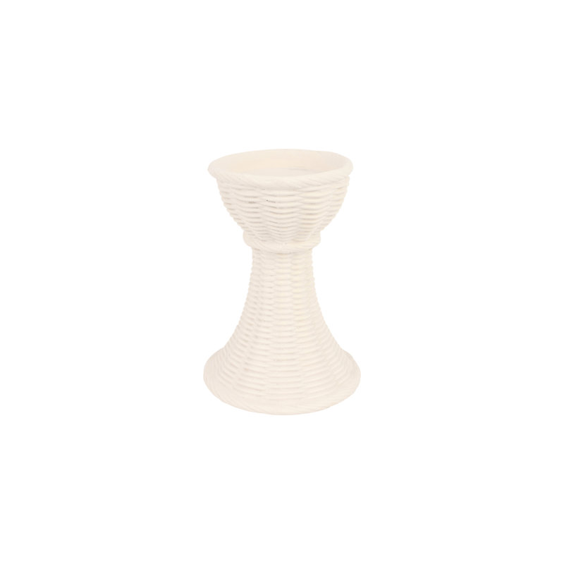 Casa Terra Bianca Tabletop Candlestick, 8" H x 5.75" W x 5.75" D, Cream
