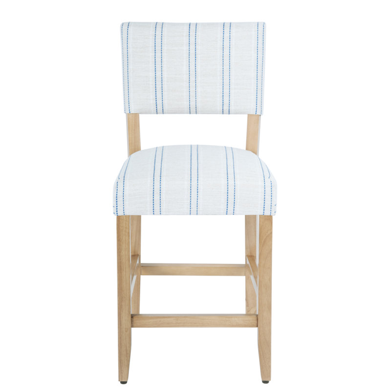 Open Back 24 Inches Counter Stool, Blue and White Stripe