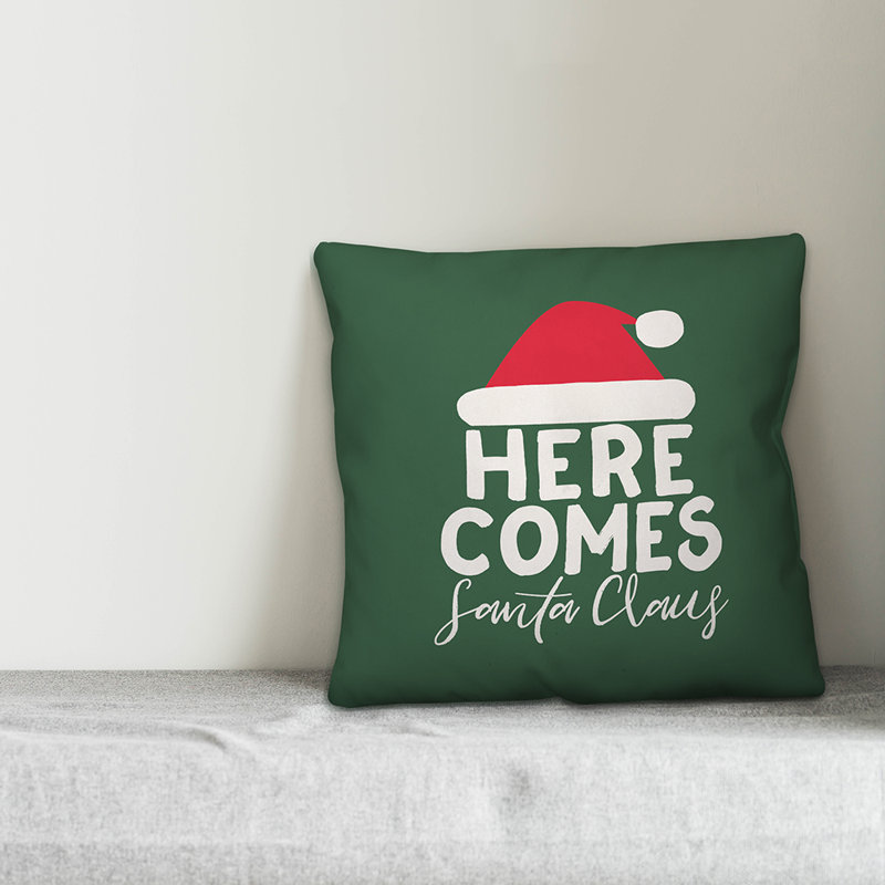  Coussin Here Here Comes Santa Claus, 16 po x 1 po, Housse de coussin seulement - sans coussin