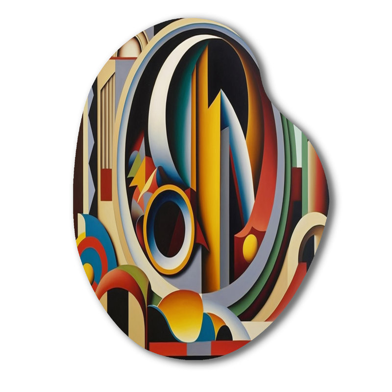 Circular Retro Dynamics II - Art géométrique moderne en forme de poire géométrique assymétrique, H 38 po x l 28 po