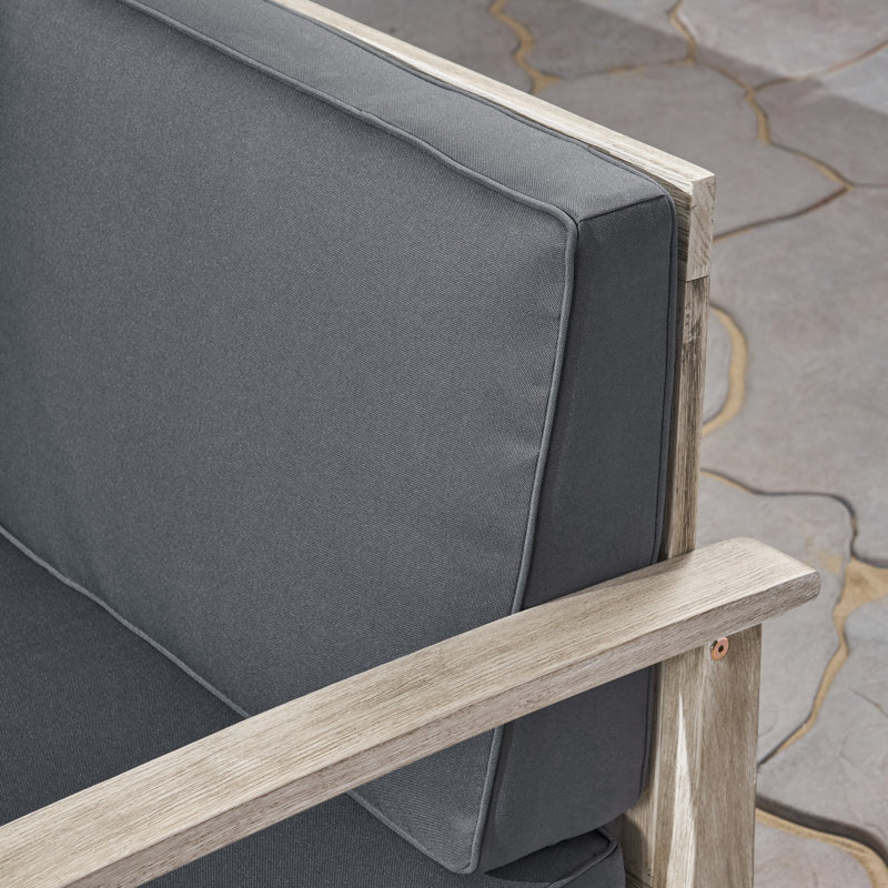 Canapé modulaire de patio symétrique de 77,75 po de largeur avec coussins Bevelyn, Gris clair, Gris