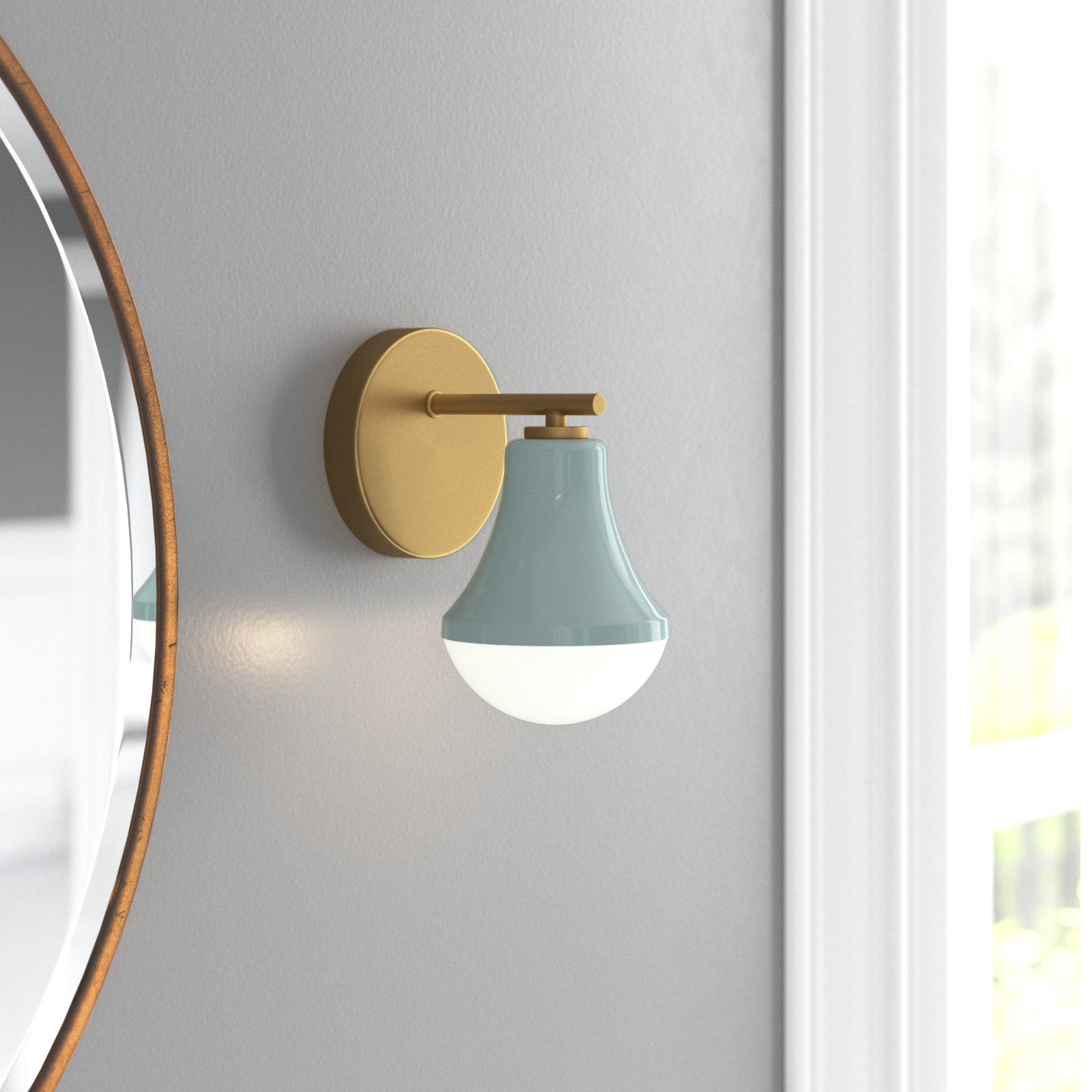 Christine Single Frosted Vanity Light, Seafoam