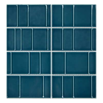 12" x 12.48" Glazed Line Recycled Glass Wall Mosaic Tile