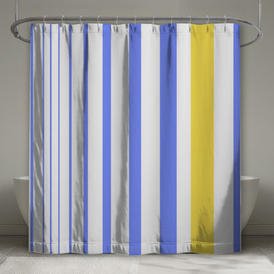 Blue Yellow Stripes Shower Curtains Extra Long