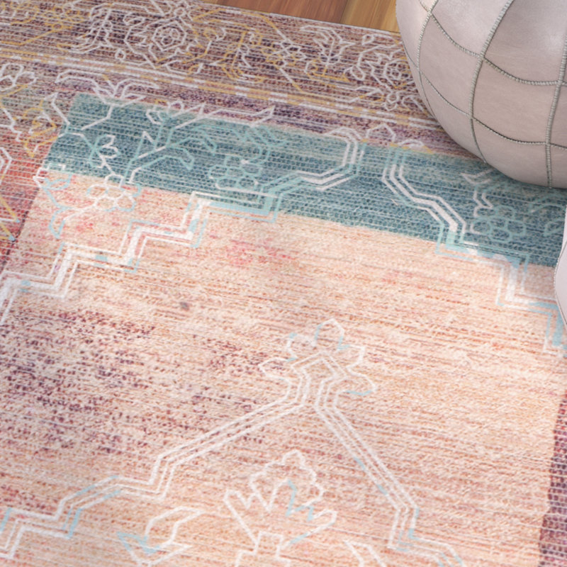 Tapis de performance géométrique tissé à la main Amanda, Rectangle de 5 pi x 8 pi