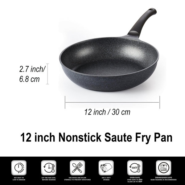 Cook N Home Marble Nonstick Cookware Saute Fry Pan 12-inch Made in Kor