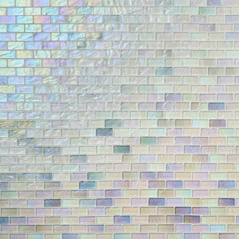 Splash 1X2 Polished Glass Mosaic Tile, Glacier White