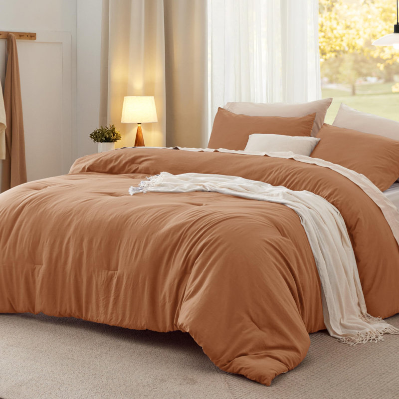 Bedsure Reversible Prewashed Comforter Set, Khaki, Twin Comforter + 1 Standard Pillowcase