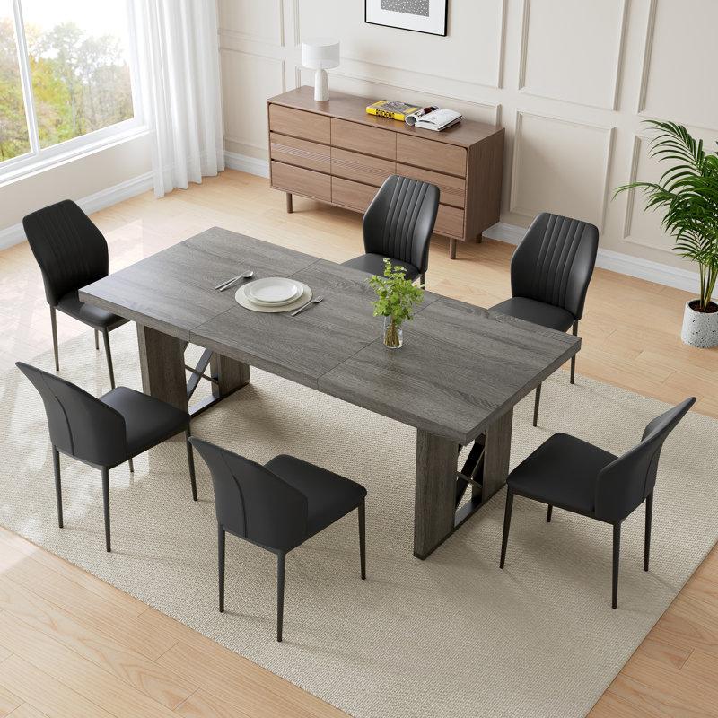 Ensemble de table de salle à manger 7 pièces pour 6 à 8 personnes, table de cuisine rectangulaire avec 6 chaises pour la salle à manger