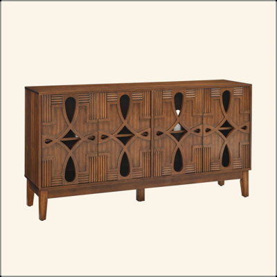 60.5" Mid Century Modern Sideboard Buffet Cabinet With Storage, TV Media Console Table, Storage Cabinet With 4 Doors & Adjustable Shelves For Kitchen Dining Living Room Bedroom Entryway, Walnut