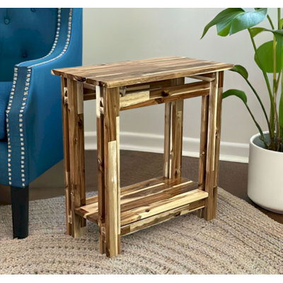 Table de bout en bois massif avec rangement Damius