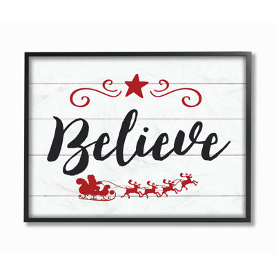" Holiday Believe Elegant Typography With Sleigh And Star "