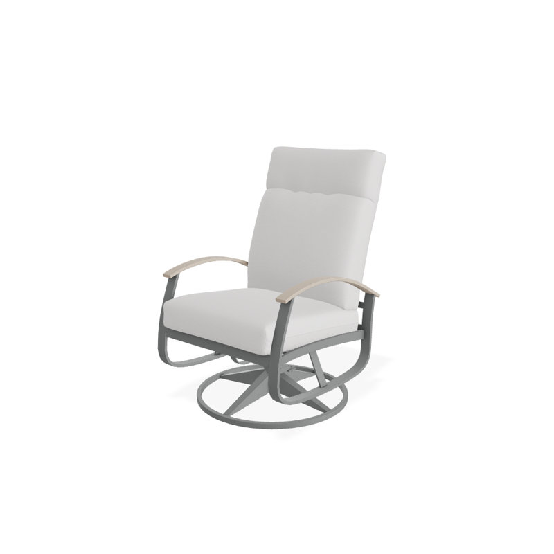 Chaise de patio pivotante avec coussins Askar, Toile Sunbrella® naturel, Désert P60, Graphite texturé
