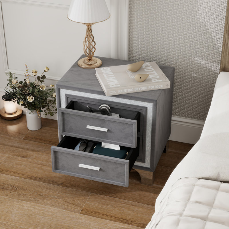 Table de chevet Modern Velvet, Gris