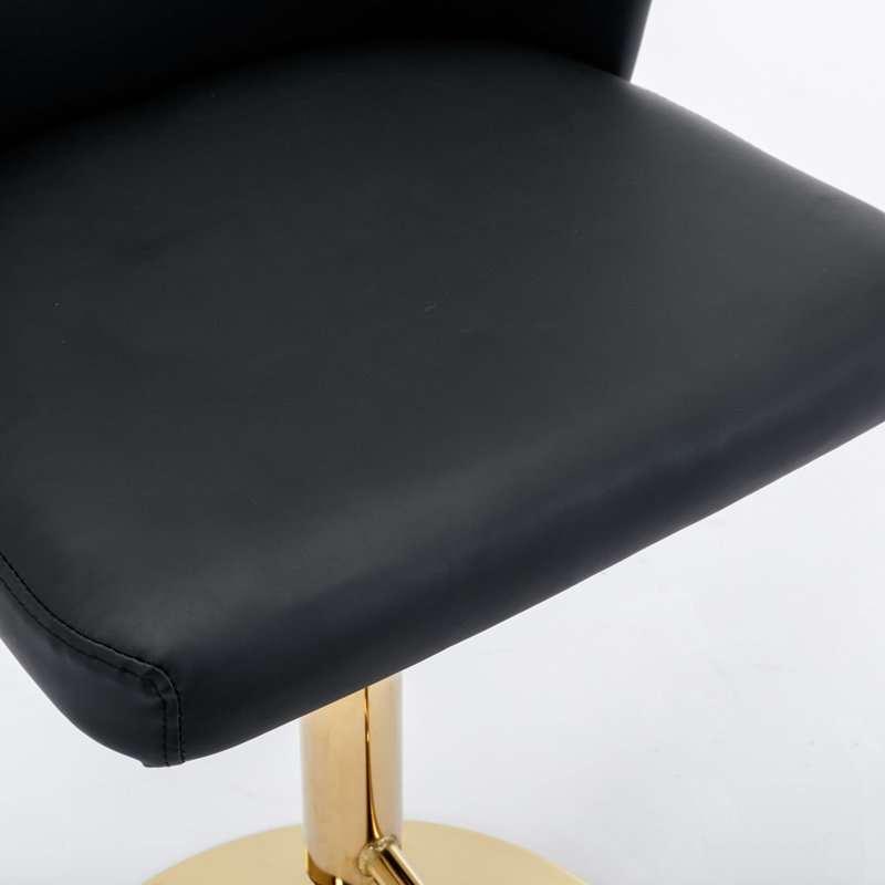 Tony Swivel PU Leather Bar Stools with Adjustable Height, Gold, Black