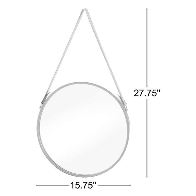 Mattox Leather Frame Round Mirror