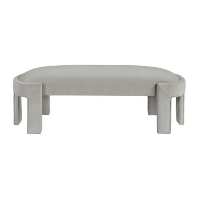 Stylish Upholstered Bench Taupe Velvet Fabric Foam Cushioned Seat Luxurious Comfort Home Furniture 1Pc Durable Plywood Frame Entryway Bench