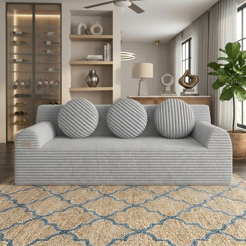 Canapé 71 po pour salon avec mousse à mémoire de forme, siège confortable pour petits espaces, chambre à coucher, appartement, sans assemblage requis, gris clair