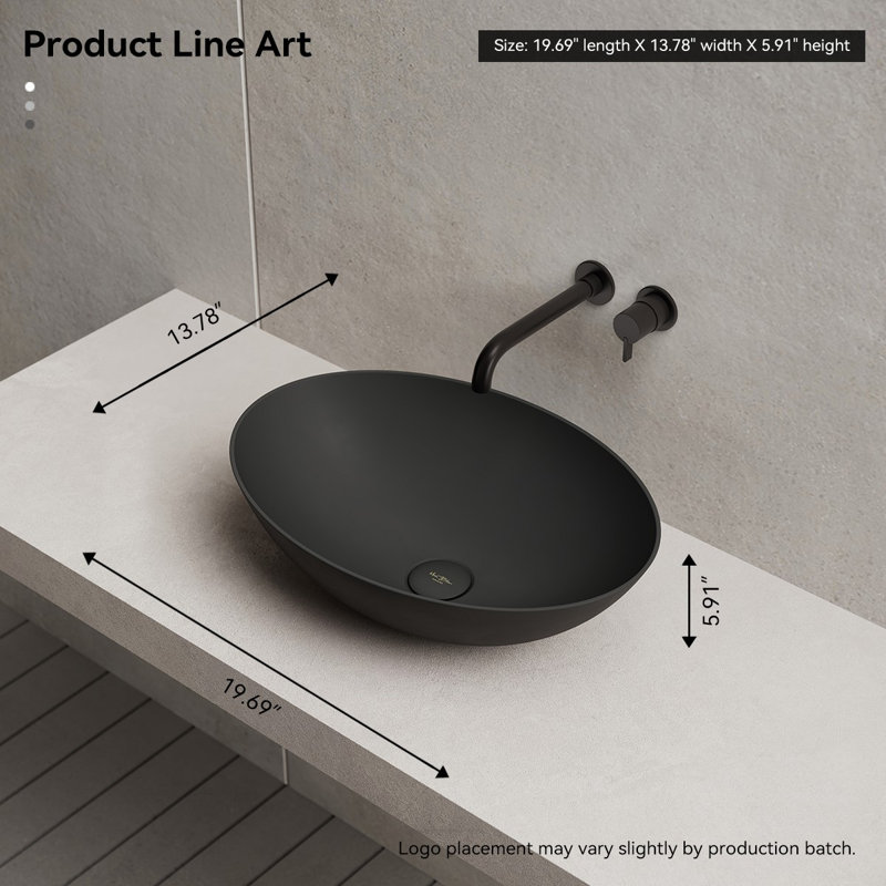 Lavabo vasque ovale de 20 po x 14 po Monblari - noir mat, Noir mat