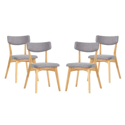 Putnam Upholstered Dining Chairs with Curved Back & Rubberwood Legs 