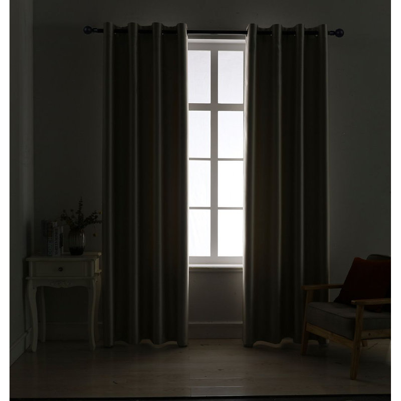 Rideau simple obscurcissant avec œillets Grommet, Gris, L 52 po x L 95 po