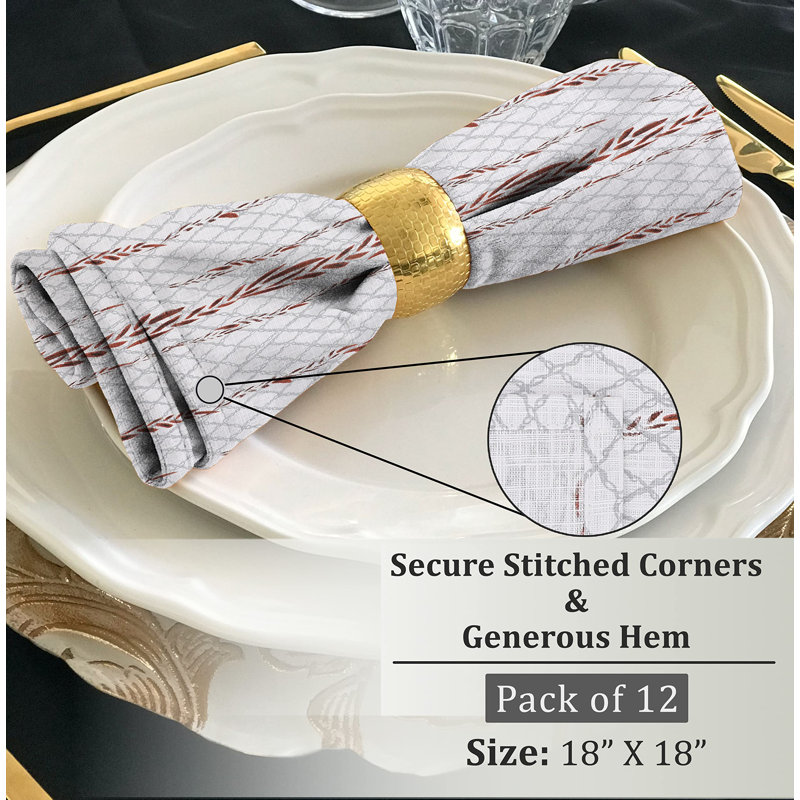 Serviettes de table 100% coton à imprimé multicolore, Blé blanc