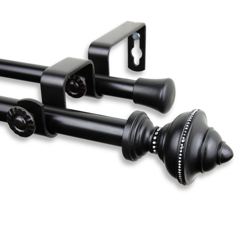 Tringle à rideaux double Bane, 28 po - L 48 po, Noir