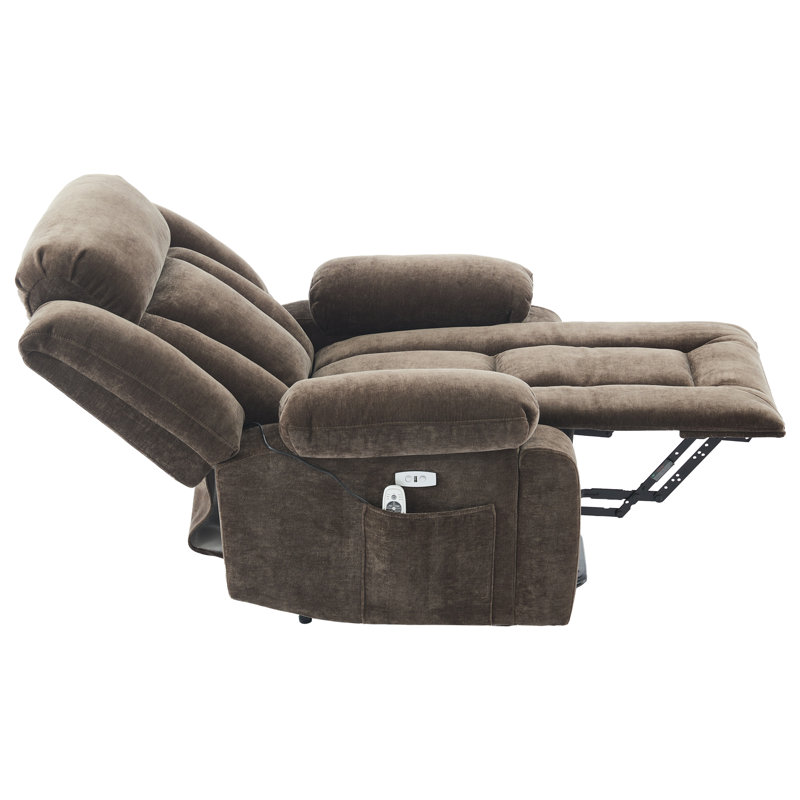Upholstered Recliner With Cup Holders, Brown