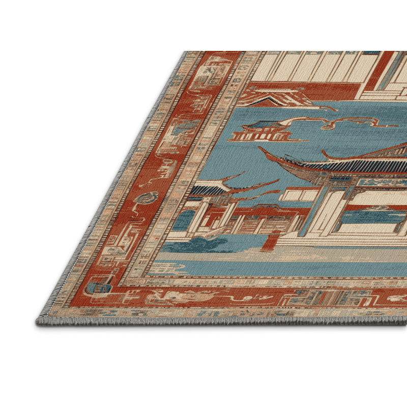 Machine Washable Art Deco Grey Area Rug, Rectangle 8' x 12'