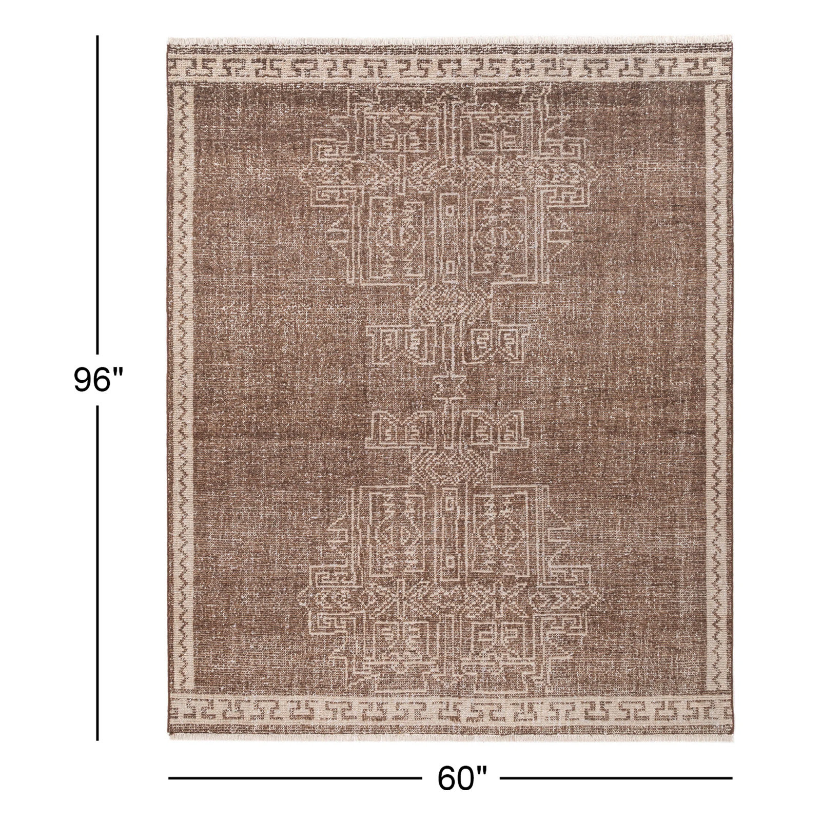Mira Hand Knotted Wool Area Rug, Rectangle 5' x 8'