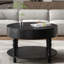 Table basse avec compartiment caché, table basse ronde avec tablette de rangement pour le salon-753806394