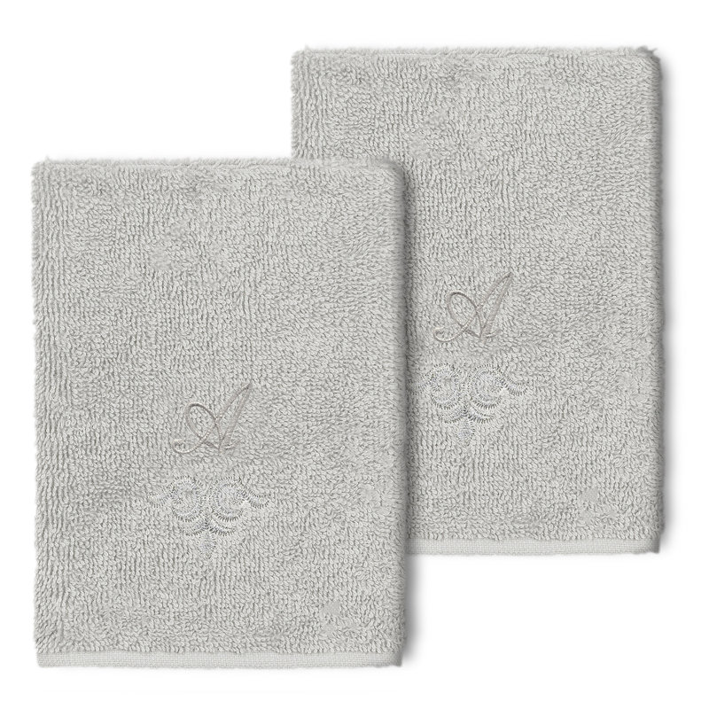 Monica Turkish Cotton Washcloth, Light Gray, A