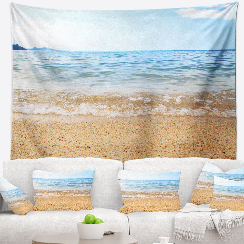 Tapisserie «Seascape Blue Seashore» avec pierres de galets, H 78 po x l 92 po