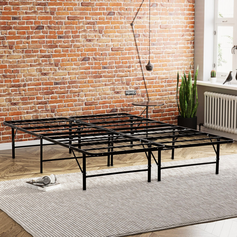 Structure de lit en métal noir pour sommier grand lit, Grand lit