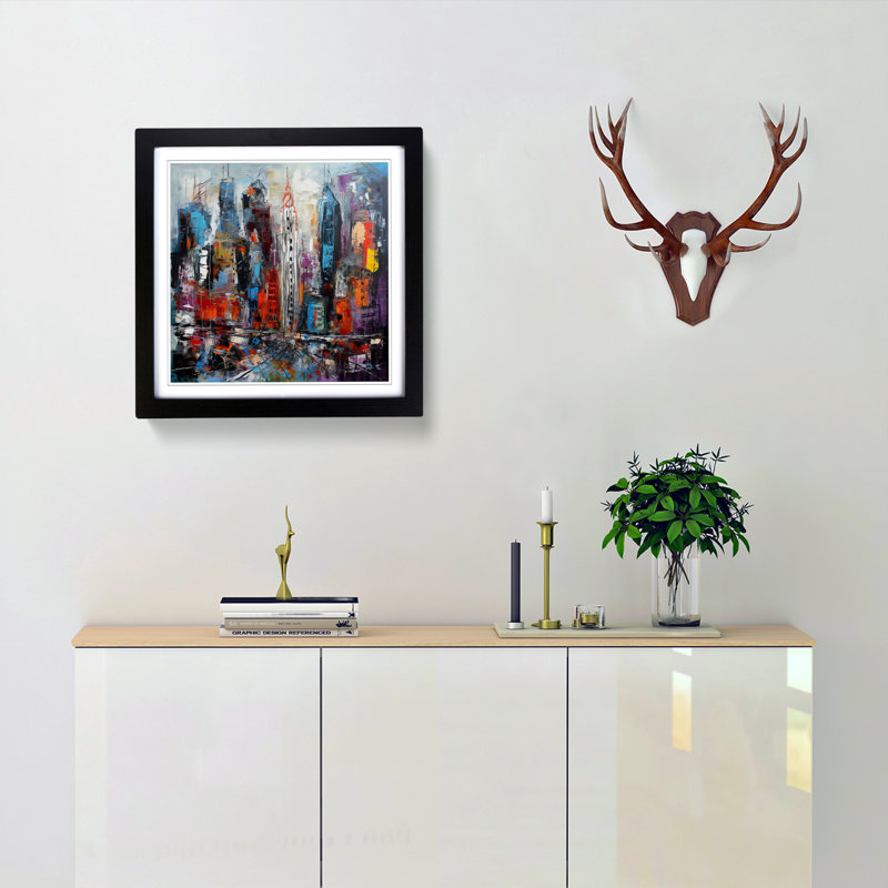 City of New York Abstract - Framed Print, Black