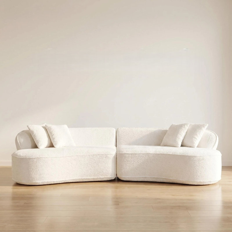 Canapé modulaire courbé 114 po 114 po, ensemble à compression 2 pièces, aucun assemblage requis, canapé moelleux moderne avec 4 coussins pour le salon, 3 couleurs en option