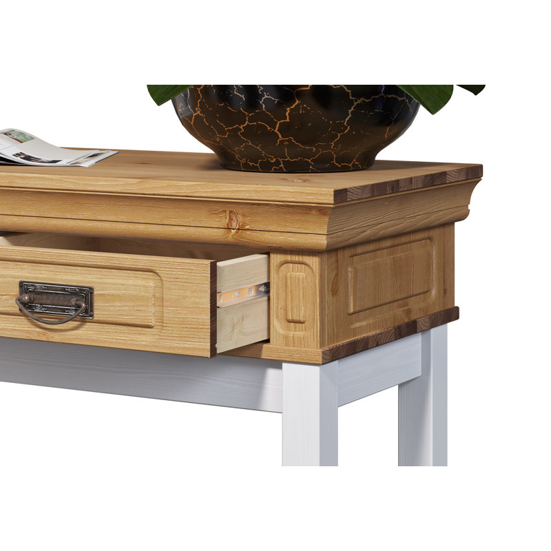 Brionna 96cm Solid Wood Console Table, White, Brown