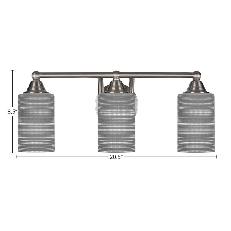 Barre d'éclairage de salle de bain 3 lumières Michell, Matrice grise, Nickel brossé