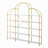 74.8 Inch 5 Tiers Office Bookcase Bookshelf, Display Shelf With Round Top, X Bar Gold Frame