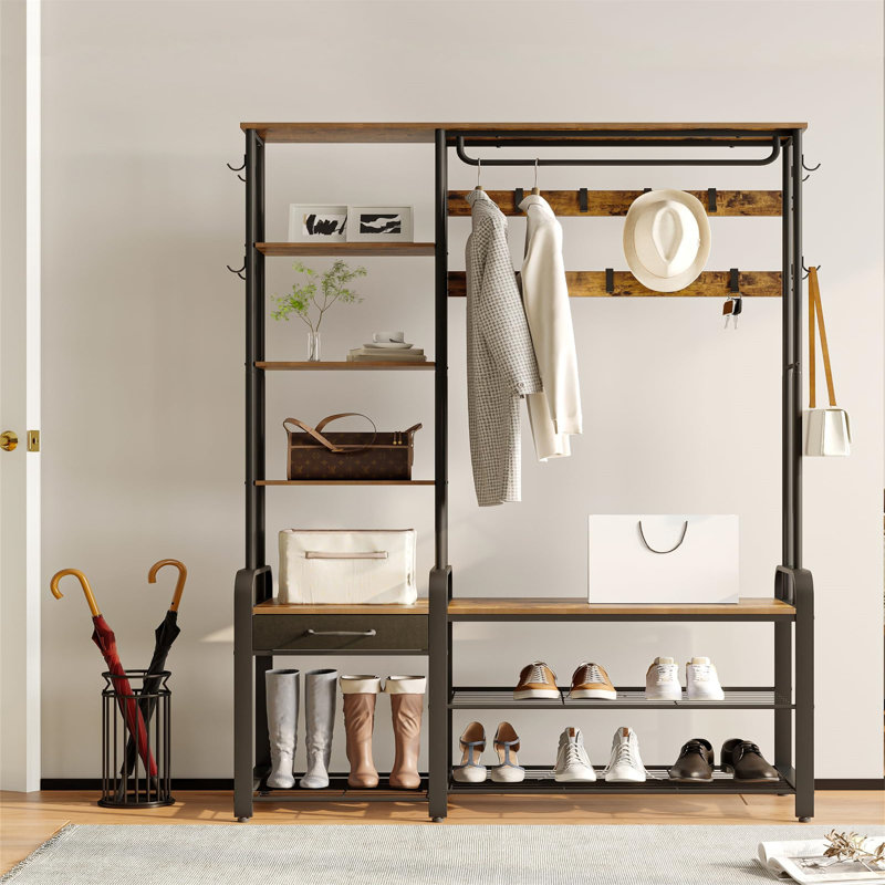 Metal 17 - Hook Coat Rack, Brown/Black