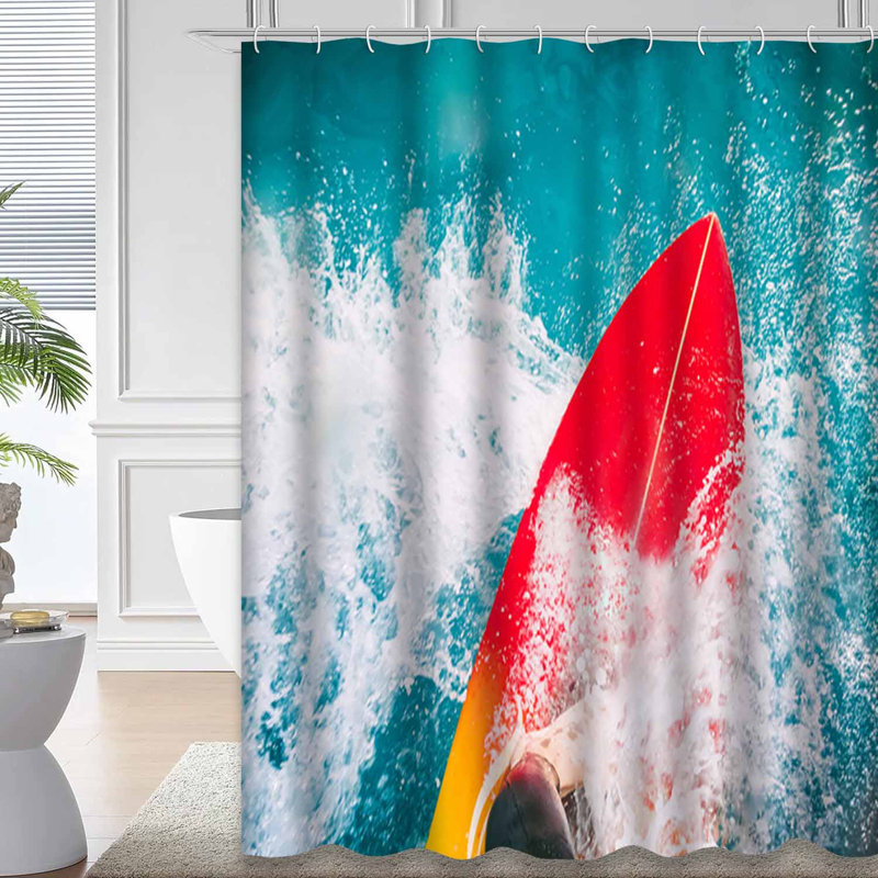 Rideau de douche Surfer, L 72 po x l 84 po
