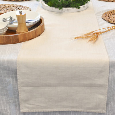 Chemin de table en coton avec bords cousus décoratifs, écharpe de commode, couvercle supérieur de meuble