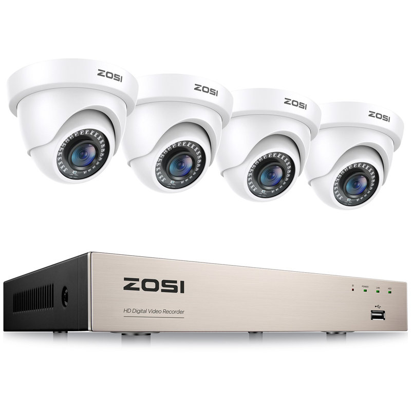 8CH DVR Security Camera System, 4pcs 1080P Dome Outdoor Security Cameras, Motion Detection