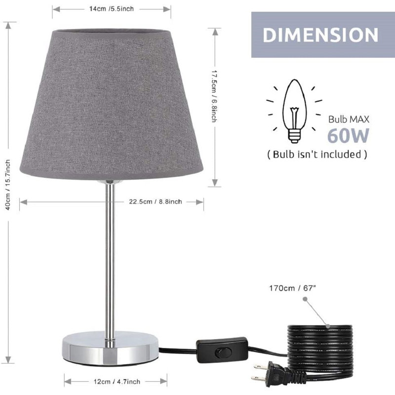 Ekemini Metal Table Lamp, Gray