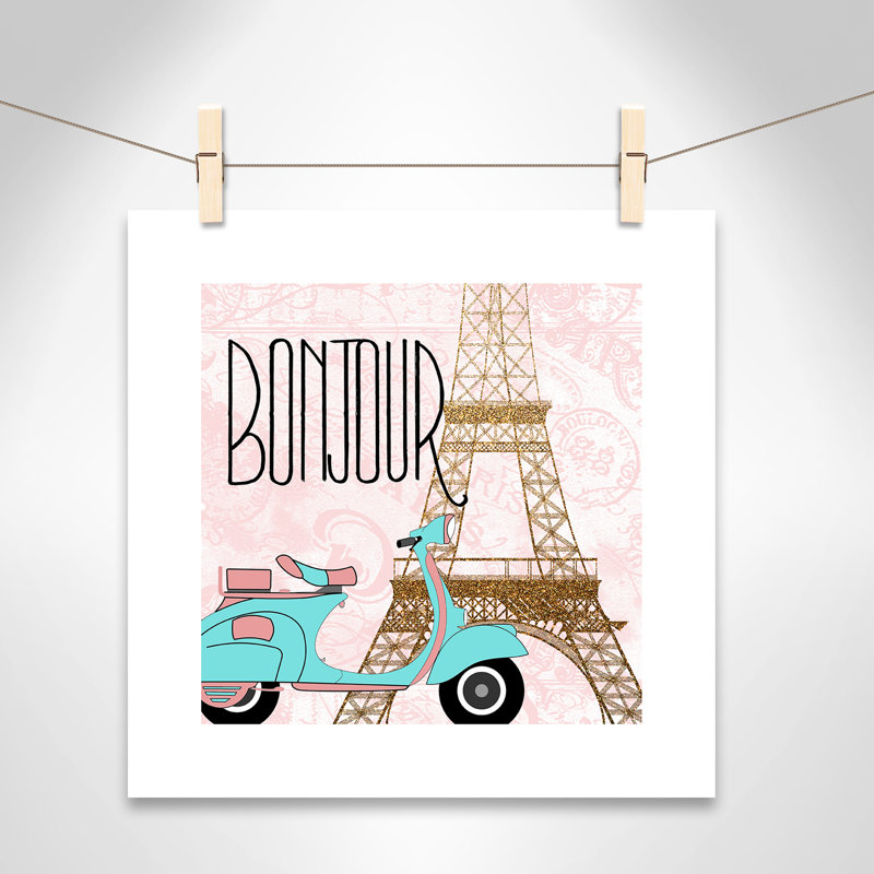 Bonjour paris 2, H 16 po x l 16 po x P 1 po, Papier