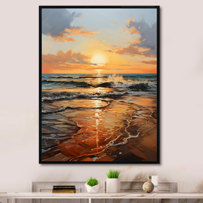Impression sur toile orange, bleu sarcelle, lever de soleil sur la plage I - lever de soleil